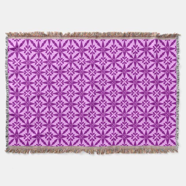 Manta Patrón Estrella de Ikat - Violeta y orquídea (Anverso)
