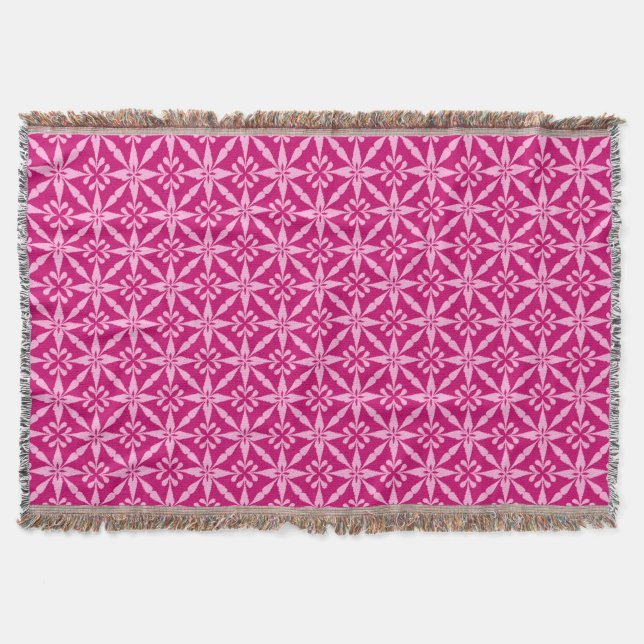 Manta Patrón Estrella Ikat - Rosa Fuchsia (Anverso)
