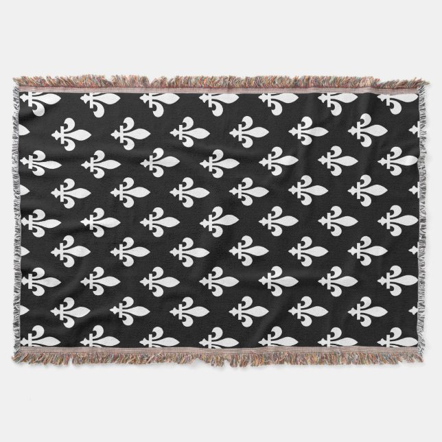 Manta Patrón Fleur de Lis, francés real, blanco sobre ne (Anverso)