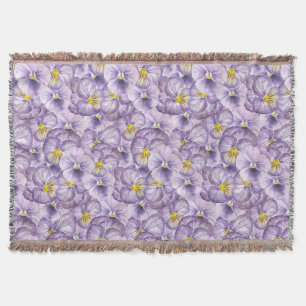 Manta Patrón floral acuarela con paneles violetas