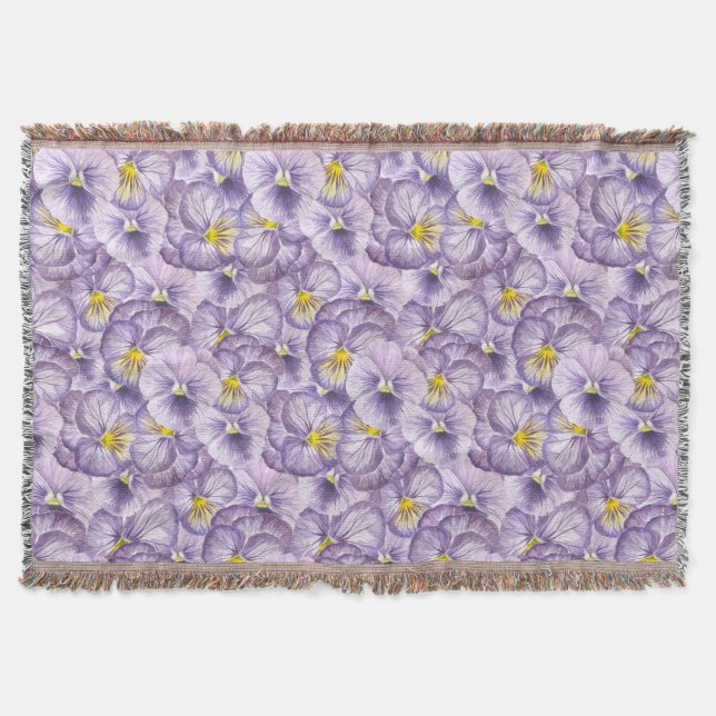 Manta Patrón floral acuarela con paneles violetas (Anverso)