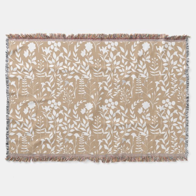 Manta Patrón floral azul.ST02. blanco L Naranja BG (Anverso)