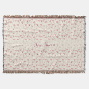 Manta Patrón Floral Boho Rosa Personalizado