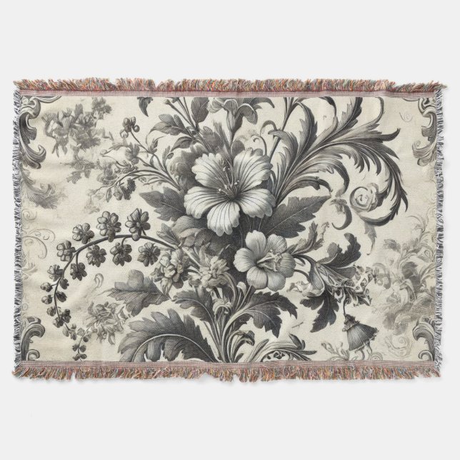 Manta Patrón floral botánico inmaculado (Anverso)