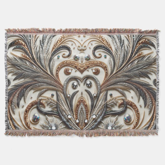 Manta Patrón floral brillante con piedra gemela (Anverso)