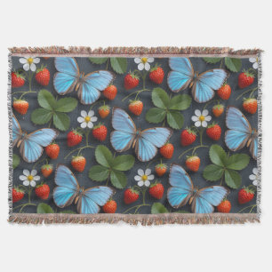 Manta Patrón floral con mariposas Morpho azules