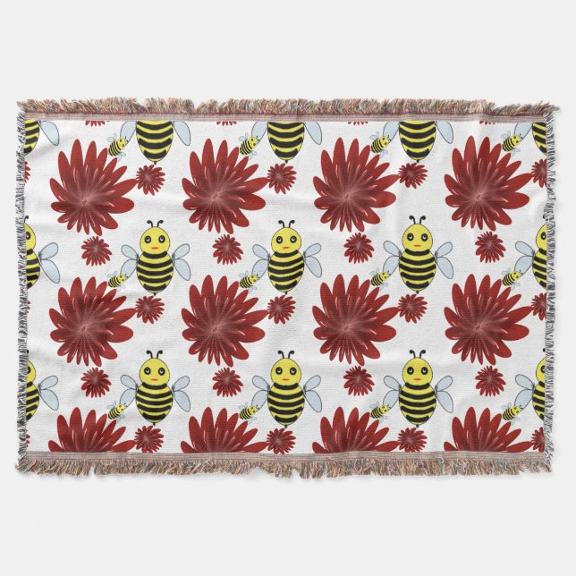 Manta Patrón floral de abejas (Anverso)
