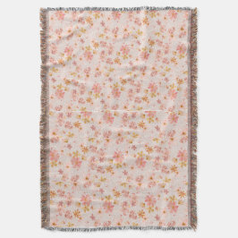 Manta Patrón floral de acuarela rosa rubor