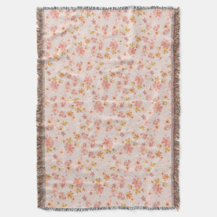 Manta Patrón floral de acuarela rosa rubor