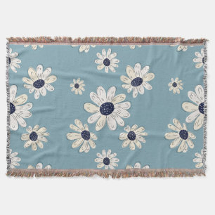 Manta Patrón floral de margarita minimalista (2)