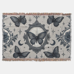 Manta Patrón floral de mariposa gótica (2)