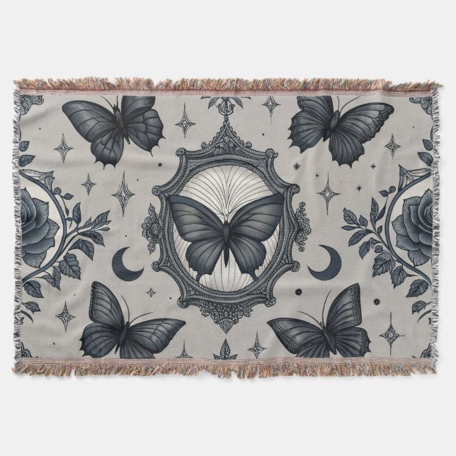 Manta Patrón floral de mariposa gótica (2) (Anverso)