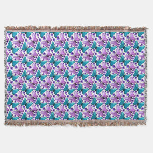 Manta Patrón floral de mariposa púrpura verde azulado