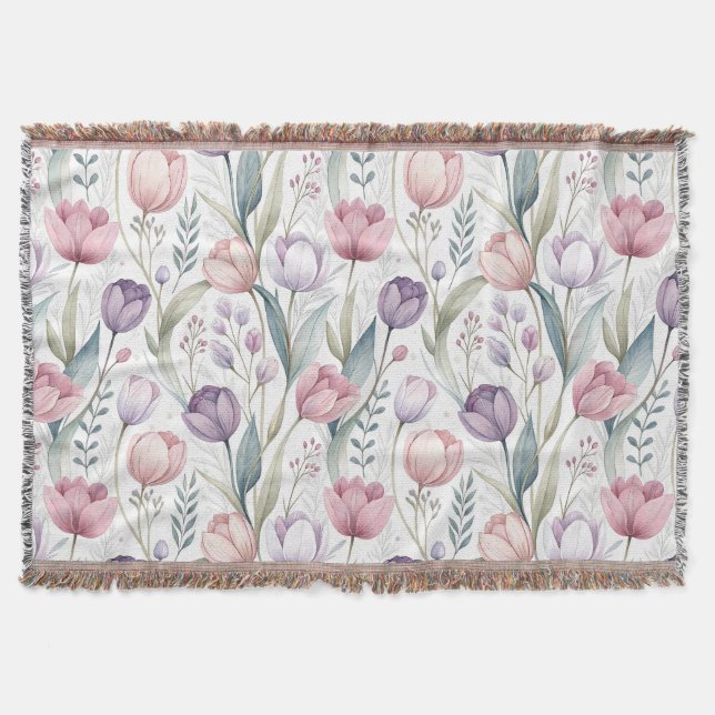 Manta Patrón floral de tulipán escandinavo (Anverso)