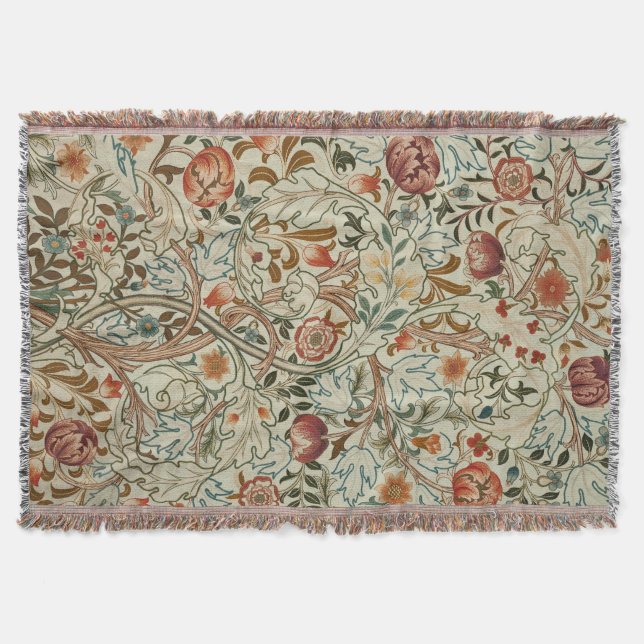 Manta Patrón floral de William Morris Acanthus Embroider (Anverso)