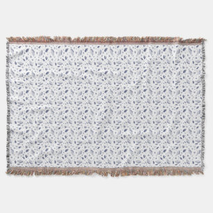 Manta Patrón floral elegante azul oscuro y blanco