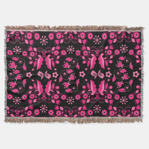 Manta Patrón floral escandinavo rosa moderno
