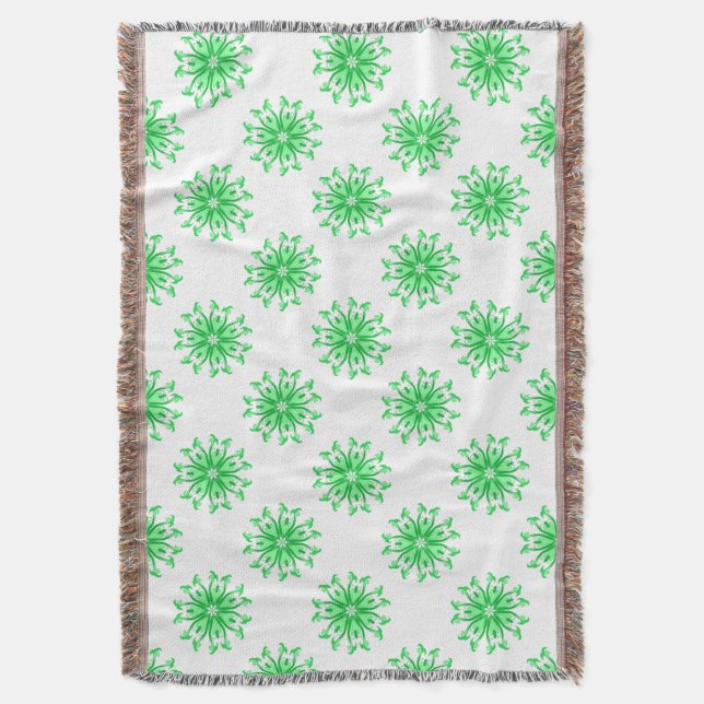 Manta Patrón floral fresco verde (Frente vertical)