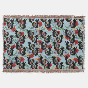 Manta Patrón floral mexicano de gallos Folk