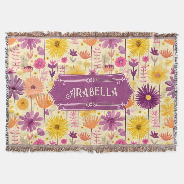 Manta Patrón floral moderno Arabella Cascading (Anverso)