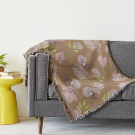 Manta Patrón floral moderno y acogedor marrón