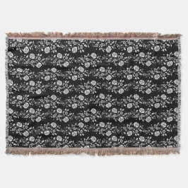 Manta Patrón floral negro elegante