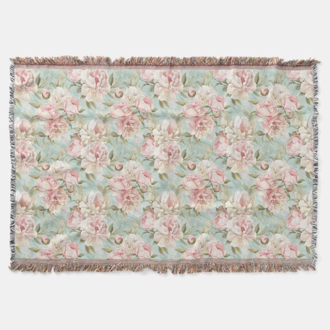 Manta Patrón floral neutro estilo vintage (Anverso)