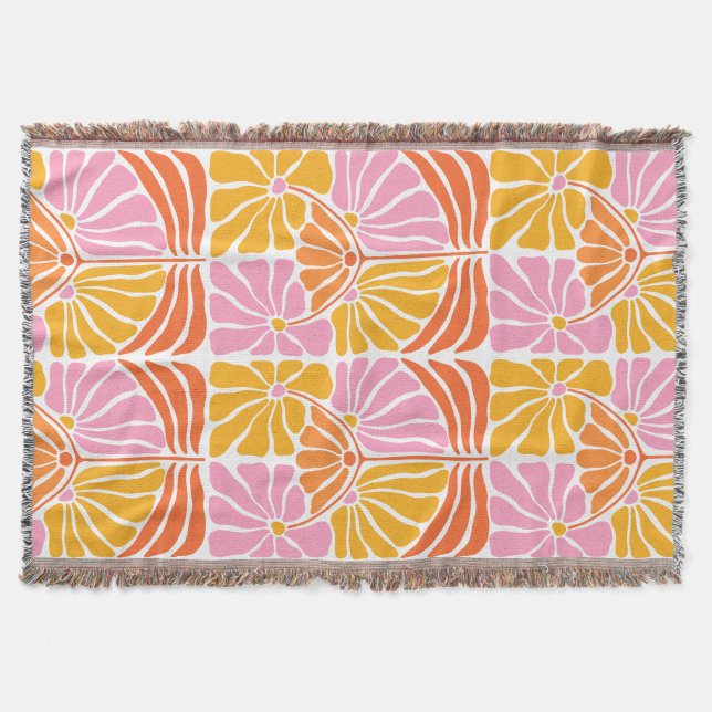 Manta Patrón floral retro Boho (Anverso)