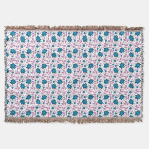 Manta Patrón Floral Verde Azul y Rosa Botánica Moderna