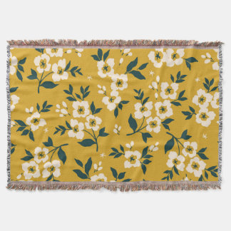 Manta Patrón floral vintage, flores blancas pequeñas.