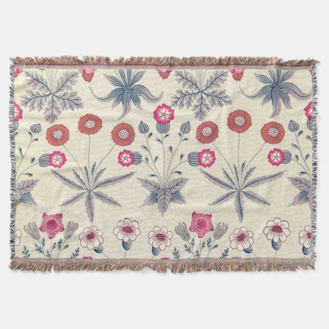 Manta Patrón floral William Morris Daisy Naranja rojo (Anverso)