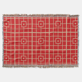 Manta Patrón geométrico chino tradicional rojo y dorado
