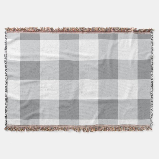 Manta Patrón Gingham Gris Y Blanco (Anverso)