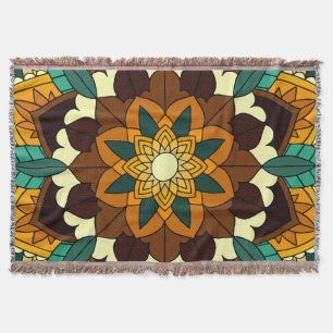 Manta Patrón Mandala 02 en amarillo y marrón