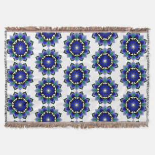 Manta Patrón Mandala 02 en azul oscuro