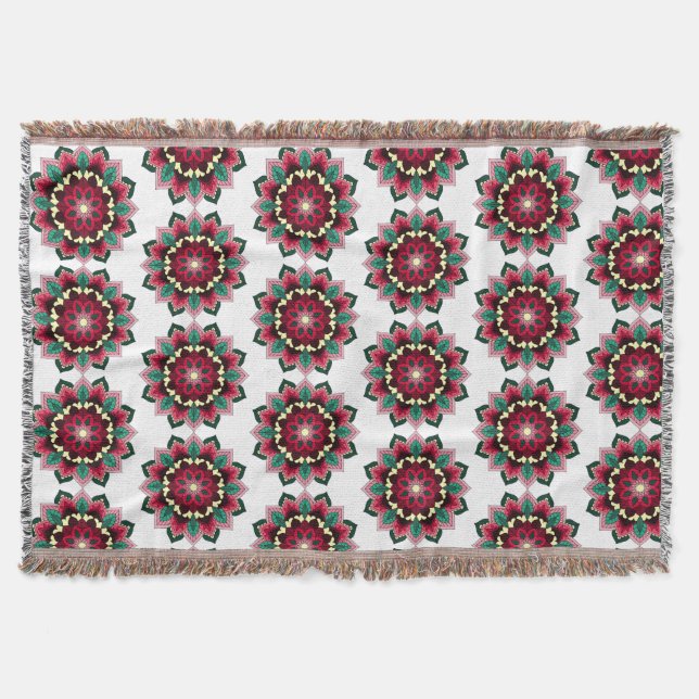 Manta Patrón Mandala 02 en rosa profundo (Anverso)