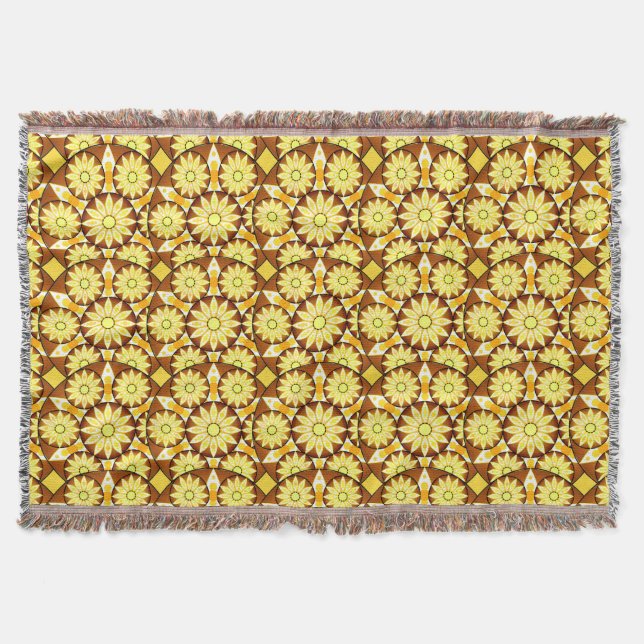 Manta Patrón Mandala, tonos marrones y dorados (Anverso)