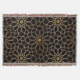 Manta Patrón marroquí moderno dorado negro mediterráneo