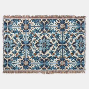 Manta Patrón mediterráneo Azulejo Porcelana Blue Tile