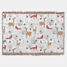 Manta Patrón minimalista de animales del bosque de invie