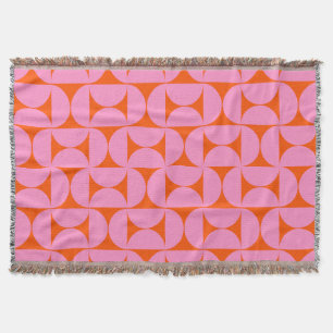 Manta Patrón Moderno Rosa Y Naranja A Mediados Del Siglo
