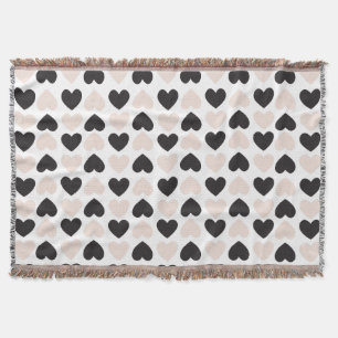 Manta Patrón moderno Rubor Pink Black Love Hearts