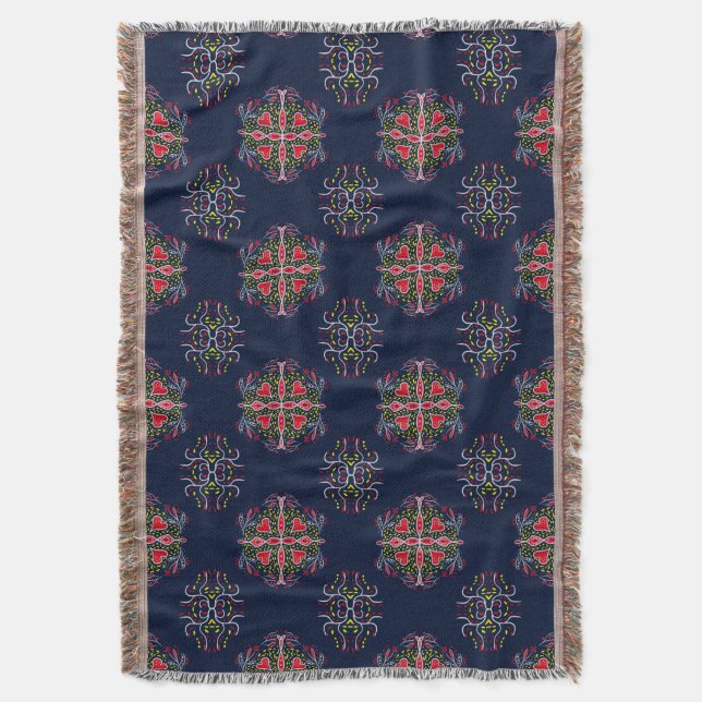 Manta patrón ornamental azul (Frente vertical)