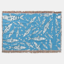 Manta Patrón portugués de sardinas de Lisboa Azulejos az