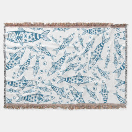 Manta Patrón portugués de sardinas de Lisboa Azulejos bl