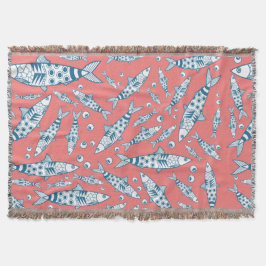 Manta Patrón portugués de sardinas de Lisboa Azulejos ro