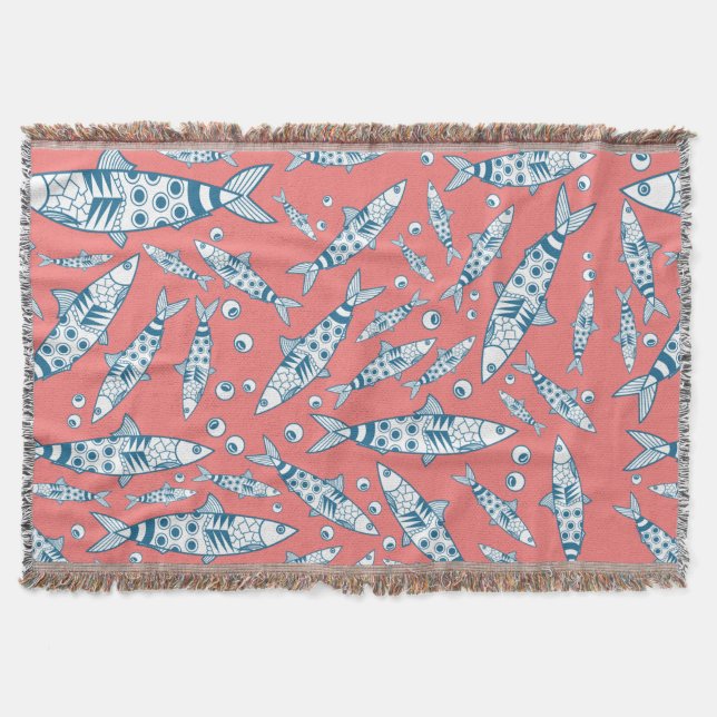 Manta Patrón portugués de sardinas de Lisboa Azulejos ro (Anverso)