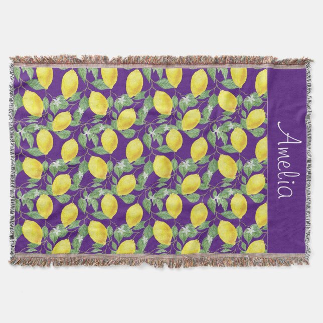 Manta Patrón púrpura de la acuarela lindo nombre chica (Anverso)