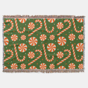 Manta Patrón retro navideño vintage de caña de caramelo