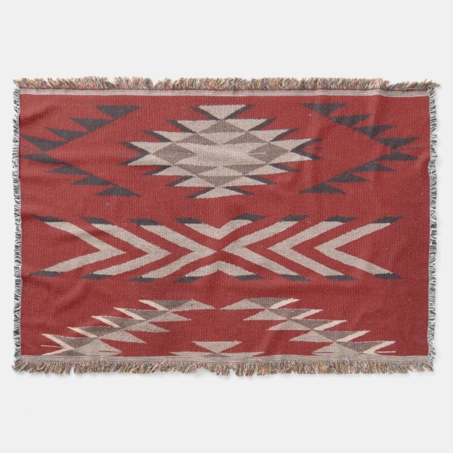 Manta Patrón rojo del suroeste indio nativo americano (Anverso)